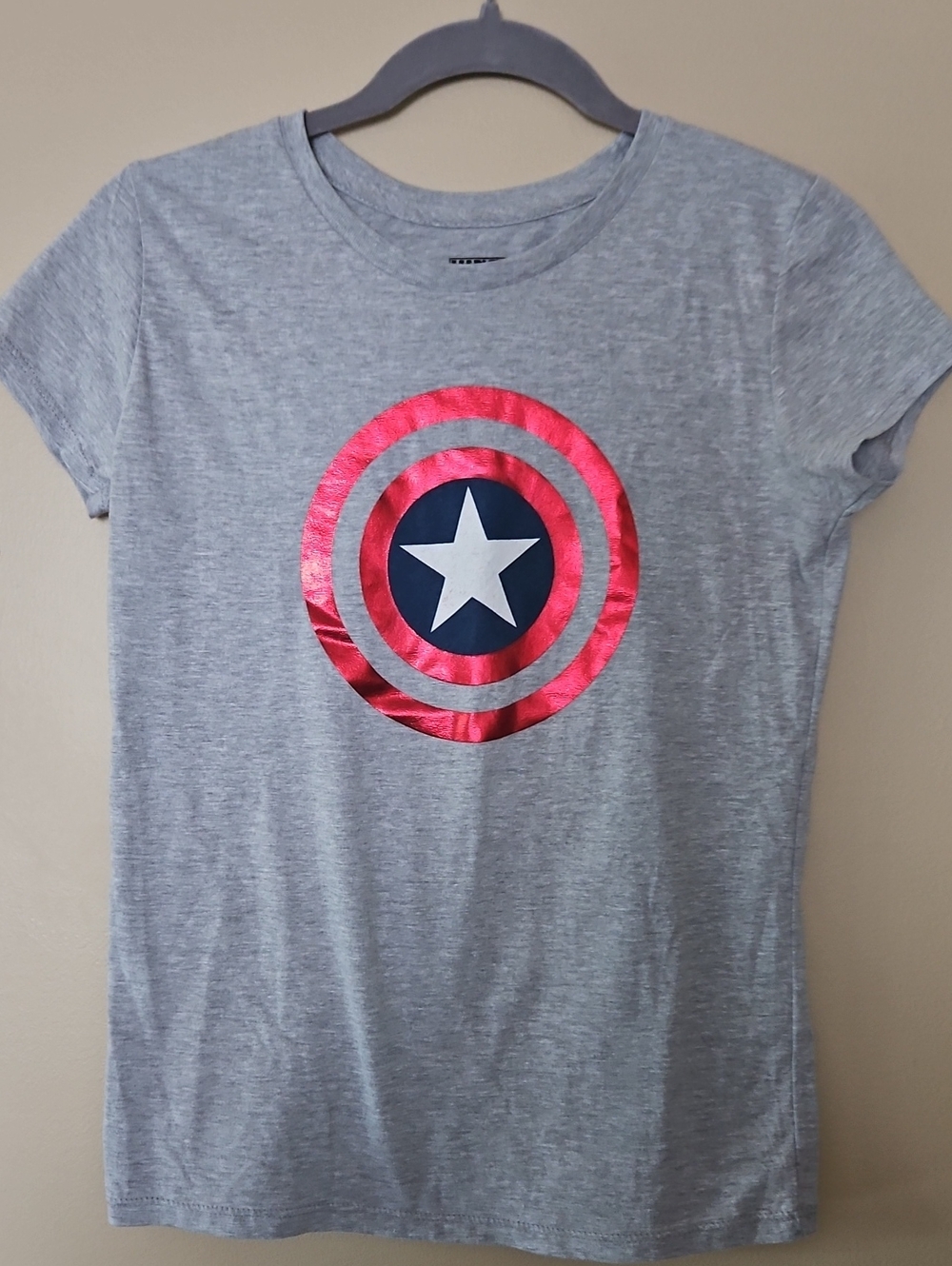 Marvel Girls Grey Tee with Capt America Sheild